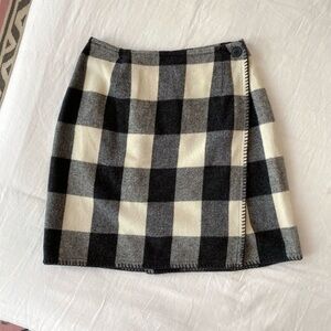 Vintage Wool Blend Plaid Black and White Mini Skirt